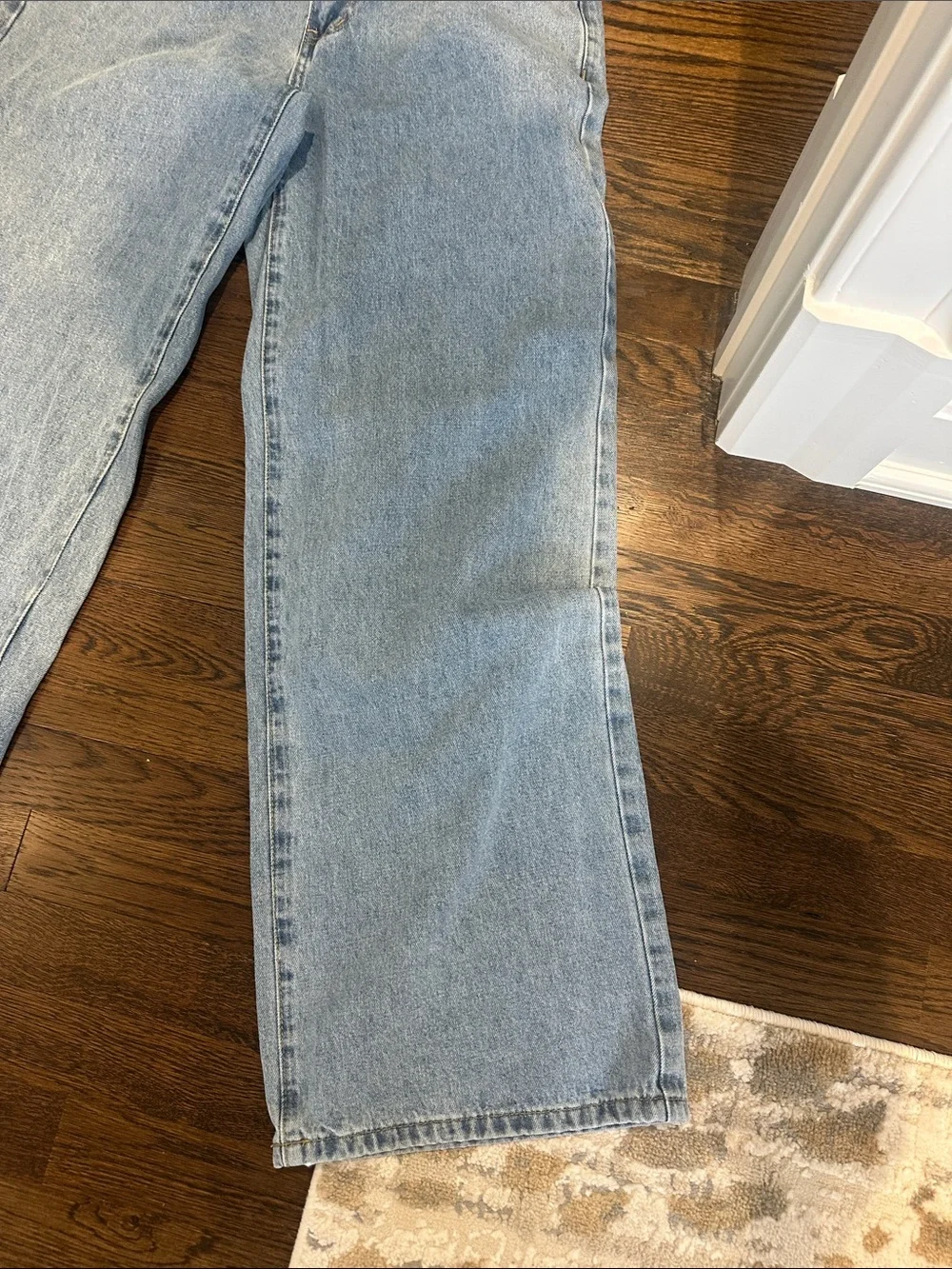 Edikted Light Blue Wide Leg Jeans
